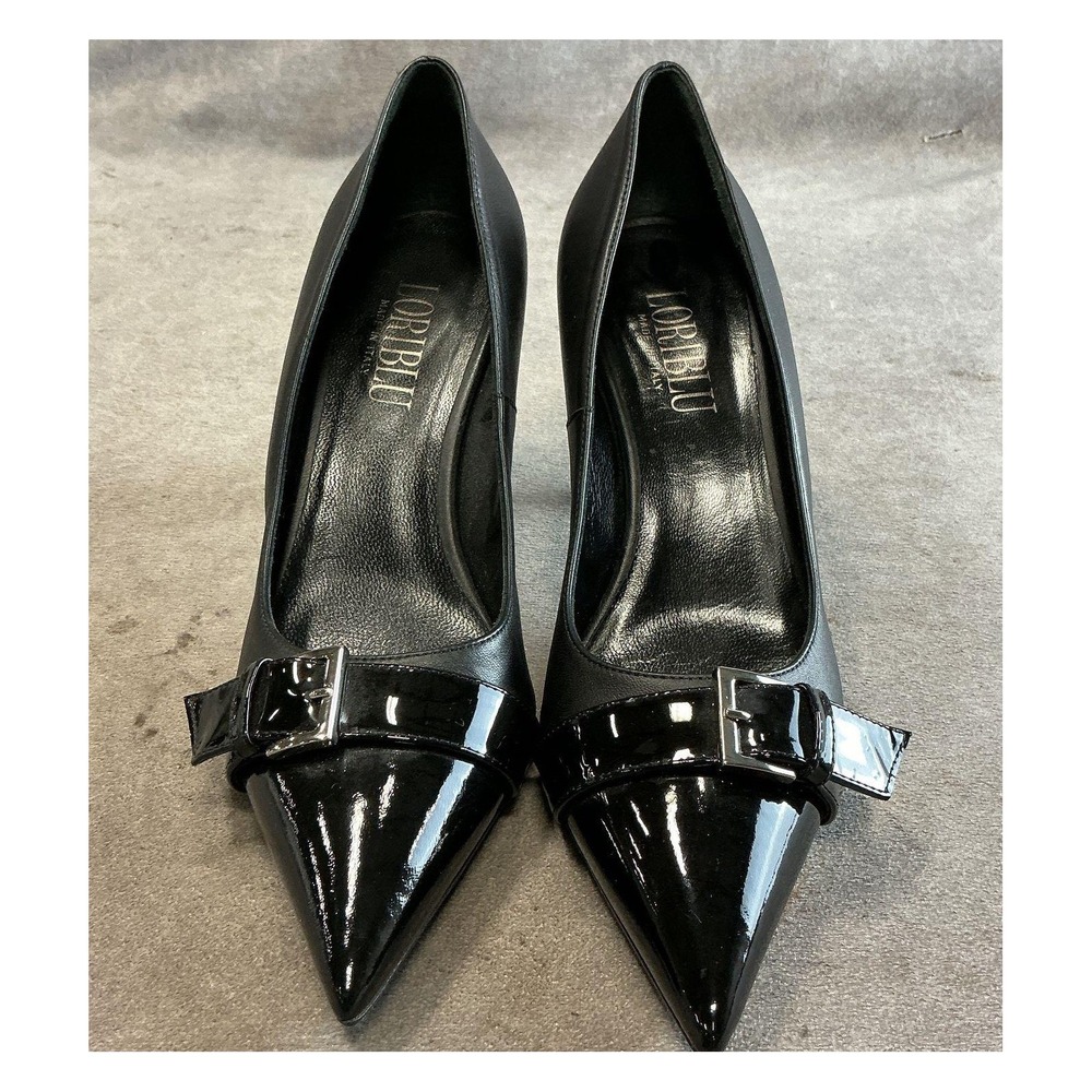Loriblu Italian Black Leather Pointed Toe Stiletto Heels EU 39